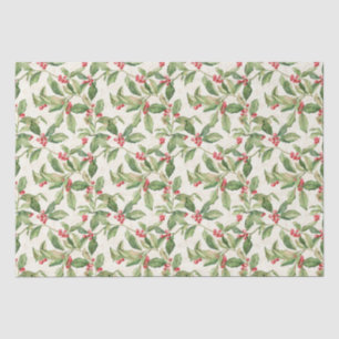 Papier Mousseline Rouge Mistletoe Vintage de Noël Papier Tissu