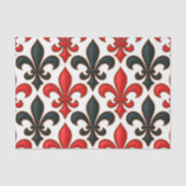 Papier Mousseline Rouge noir baroque Fleur de lis Motif Design (Recto)