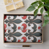 Papier Mousseline Rouge noir baroque Fleur de lis Motif Design (Cadeau)