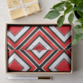 Papier Mousseline Rouge noir blanc diamant géométrique (Cadeau)