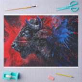 Papier Mousseline Rouge noir Bleu Buffle face droite Découpage (Artisanat)