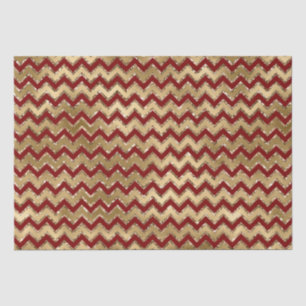 Papier Mousseline Rouge or Glam Zigzag Stripes Noël