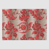 Papier Mousseline Rouge Or Velours Façonné Damassé Élégant (Recto)