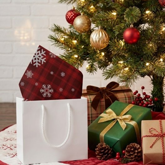 Papier Mousseline Rouge Plaid Flocon de Noël de Noël