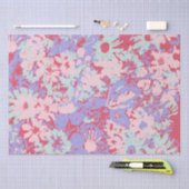 Papier Mousseline Rouge Rose Aqua Violet Peint Jardin Fleurs Design (Artisanat)