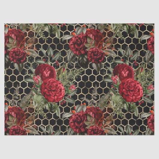 Papier Mousseline Rouge Rose Bee Series Design 60 (Recto)
