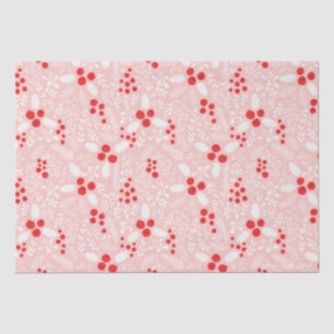 Papier Mousseline Rouge rose blanc Holly Berries Mistletoe Noël 