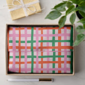 Papier Mousseline Rouge Rose Vert Rayures (Cadeau)