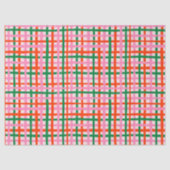 Papier Mousseline Rouge Rose Vert Rayures (Recto)