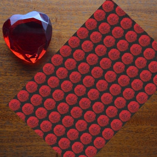 Papier Mousseline Rouge Roses Classic Floral Noir