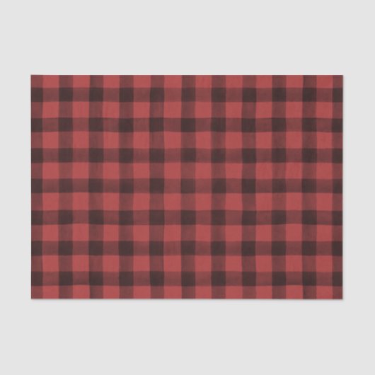 Papier Mousseline Rouge rustique Noir Buffle chèque Enveloppement Ca (Recto)