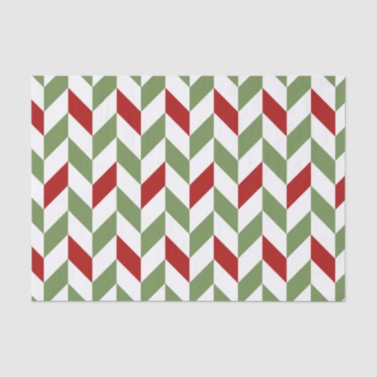 PAPIER MOUSSELINE ROUGE VERT BLANC ZIG ZAG STRIPES (Recto)