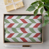 PAPIER MOUSSELINE ROUGE VERT BLANC ZIG ZAG STRIPES (Cadeau)