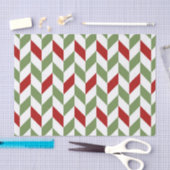PAPIER MOUSSELINE ROUGE VERT BLANC ZIG ZAG STRIPES (Artisanat)