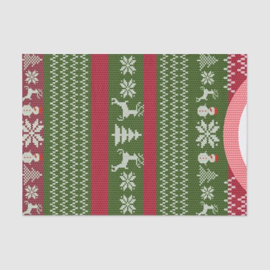 Papier Mousseline Rouge Vert hiver Chandail de Noël personnalisé (Recto)