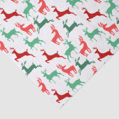 Papier Mousseline Rouge Vert Noël Reindeer Motif Blanc (Détail)