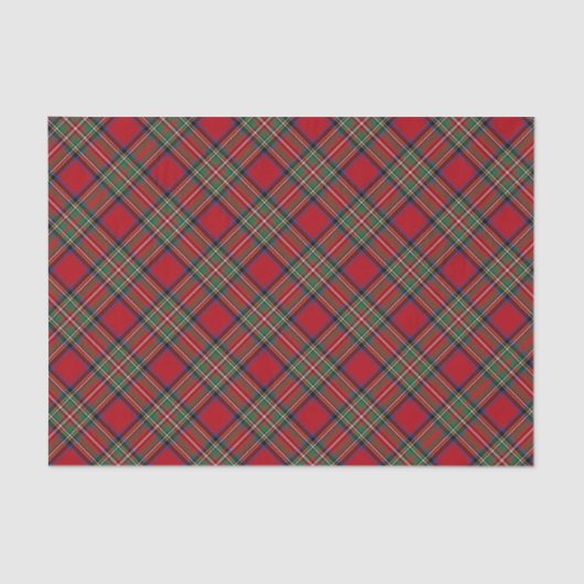 Papier Mousseline Rouge Vert Plaid Rustique Classic Stewart Tartan (Recto)