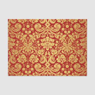 Papier Mousseline Rouge vintage élégant et motif royal de damassé