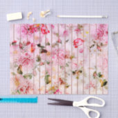 Papier Mousseline Rougissent les rayures modernes florales (Artisanat)