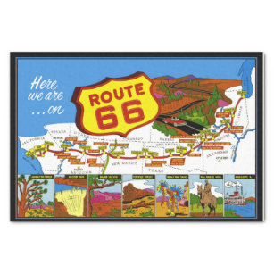 Papier Mousseline Route 66 De Los Angeles à Chicago