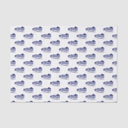 Papier Mousseline Rowers D'Équipage Course Avec Boathouse Blue (Recto)