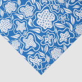 Papier Mousseline Royal Blue and White Cross Stitch Floral (Détail)