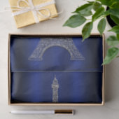 Papier Mousseline Royal Blue Silver Tour Eiffel Paris Glam Mariage (Cadeau)