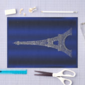 Papier Mousseline Royal Blue Silver Tour Eiffel Paris Glam Mariage (Artisanat)