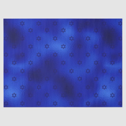 Papier Mousseline Royal Blue Star of David Hanoukka Tissue Paper (Recto)