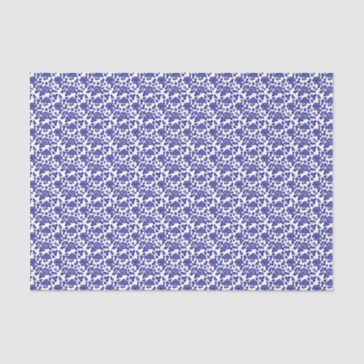 Papier Mousseline Royal Blue sur Rose blanche Moderne Damas Floral (Recto)