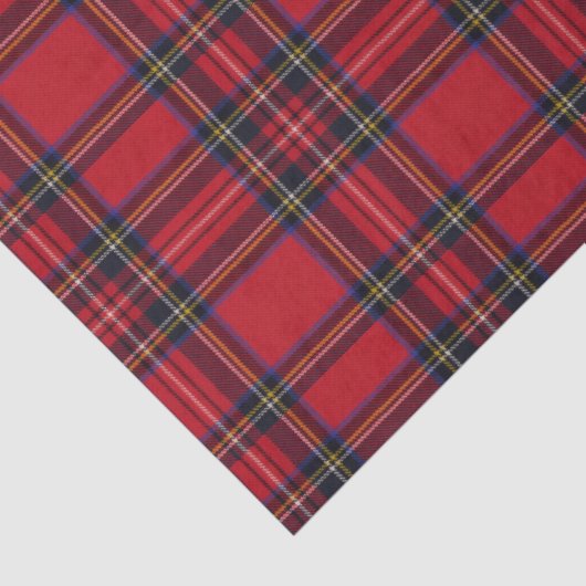 Papier Mousseline Royal Stewart tartan rouge noir plaid (Détail)
