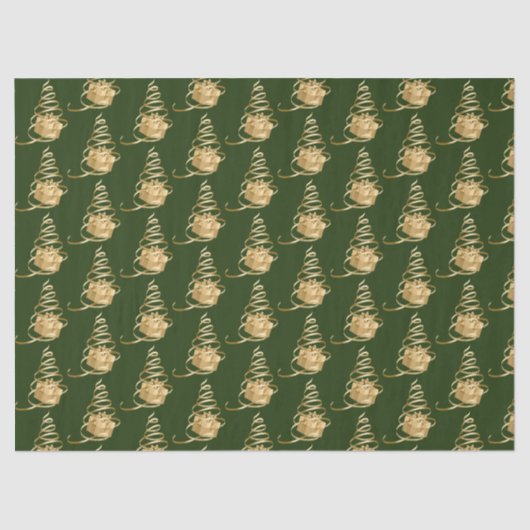 Papier Mousseline Ruban d'or Arbre de Noël présent papier de tissus (Recto)