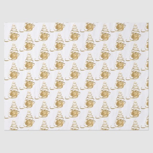 Papier Mousseline Ruban d'or Arbre de Noël présent papier de tissus (Recto)
