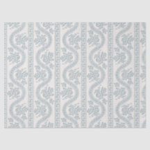 Ruban floral gris bleu clair sur fond ivoire