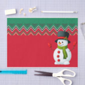 Papier Mousseline Ruban Motif Snowman Red & Green Chevron (Artisanat)