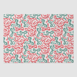 Papier Mousseline Ruban Preppy Bows Noël Rouge Vert