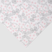 Papier Mousseline Rubans gris et points roses (Détail)