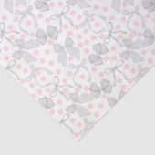 Papier Mousseline Rubans Gris & Points Roses (Détail)