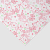 Papier Mousseline Rubans roses avec des points roses et verts (Détail)