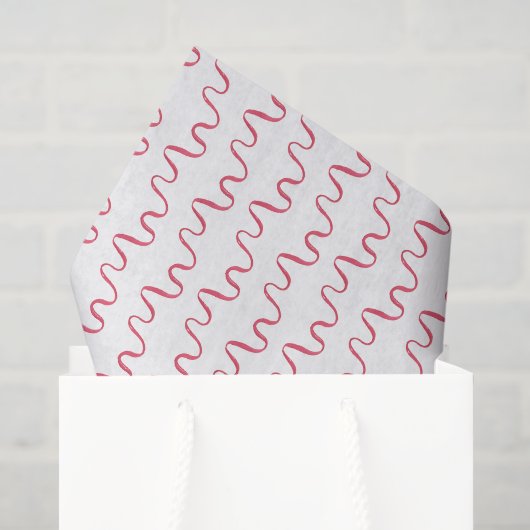 Papier Mousseline Rubans rouges à l'aquarelle (Sac cadeau)