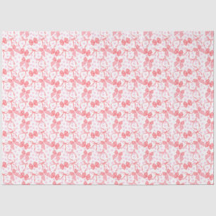 Papier Mousseline Rubans rouges et points roses