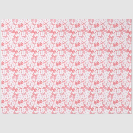 Papier Mousseline Rubans rouges et points roses (Recto)