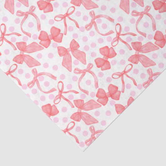 Papier Mousseline Rubans Rouges & Points Roses (Détail)