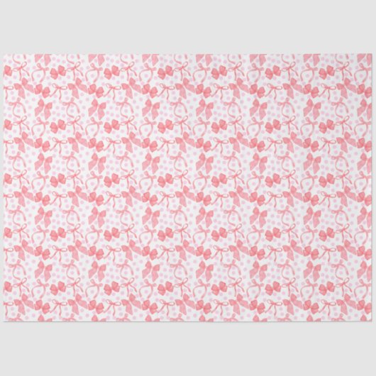 Papier Mousseline Rubans Rouges & Points Roses (Recto)