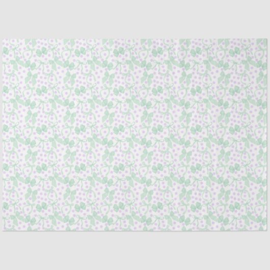 Papier Mousseline Rubans verts & Points violets (Recto)