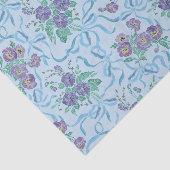 Papier Mousseline Rubans vintages violets bleu clair (Détail)