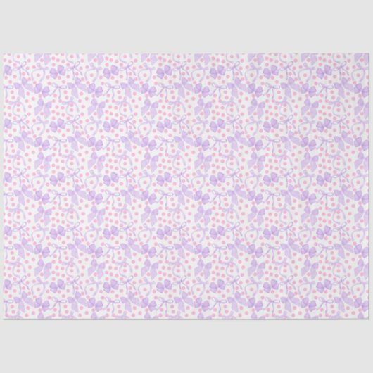 Papier Mousseline Rubans violets avec des points roses (Recto)