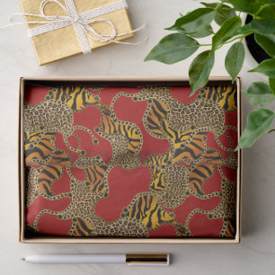 Papier Mousseline Ruby Léopard Baroque Luxe Or