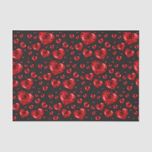 Papier Mousseline Ruby Red Heart Gems (Recto)