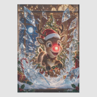 Papier Mousseline Rudolph le renne au nez rouge de Noël